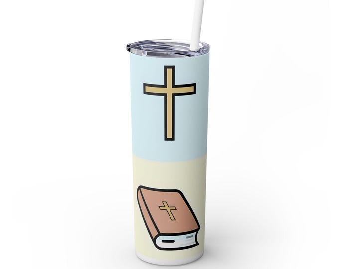 Faith-Inspired 20oz Skinny Tumbler: Christian Bible Verse Travel Mug