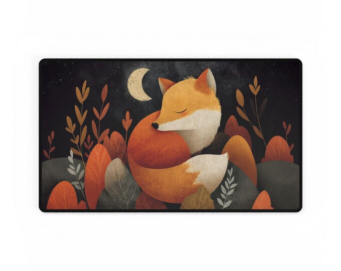 Cozy Fox Desk Mat: Nature-Inspired Polyester Workspace Decor