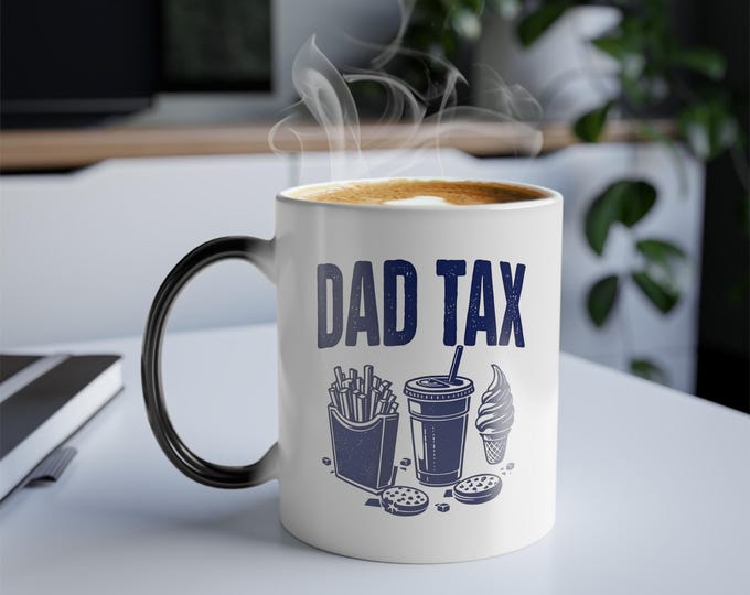 Color Morphing Mug with 'Dad Tax' Design, Funny Coffee Cup, Gift for Dad, Unique Tea Mug, Customizable Beverage Container, Ideal for [...]