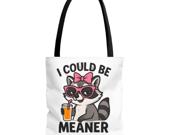 Sassy Raccoon Tote Bag: Eco-Friendly Polyester Shopping Bag