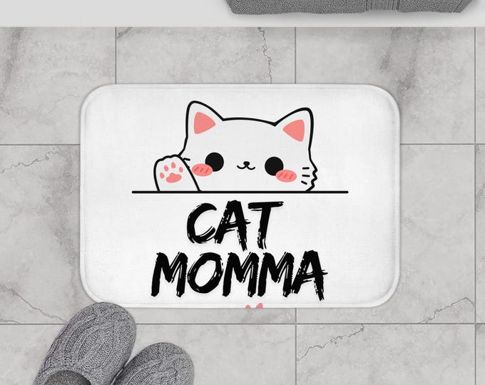 Cat Momma Bath Mat: Cozy Microfiber Bathroom Decor