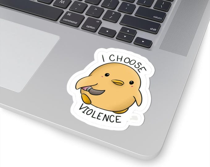 Funny Bird 'I Choose Violence' Vinyl Sticker: Whimsical Laptop Decal