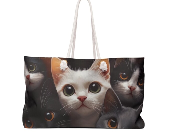 Cat Print Weekender Bag: Travel Tote for Pet Lovers