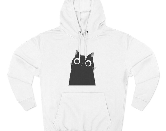 Cat Lover's Three-Panel Fleece Hoodie, Cozy Cat Hoodie, Gift for Cat Owners, Funny Cat Sweatshirt, Cute Animal Hoodie, Cat-Themed Apparel