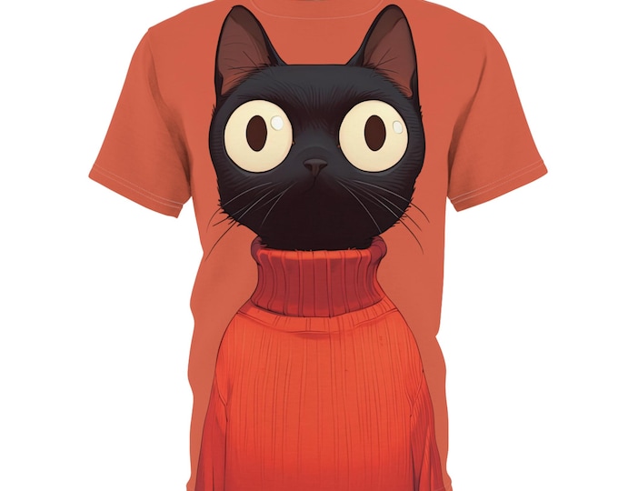 Cat Graphic Tee: Whimsical Cat in Sweater, Unisex Casual Shirt