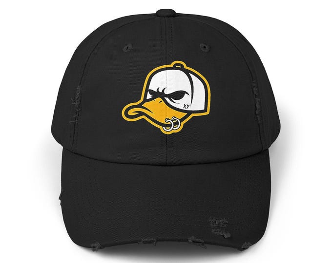 Distressed Cotton Twill Duck Cap: Unisex Vintage Style Hat