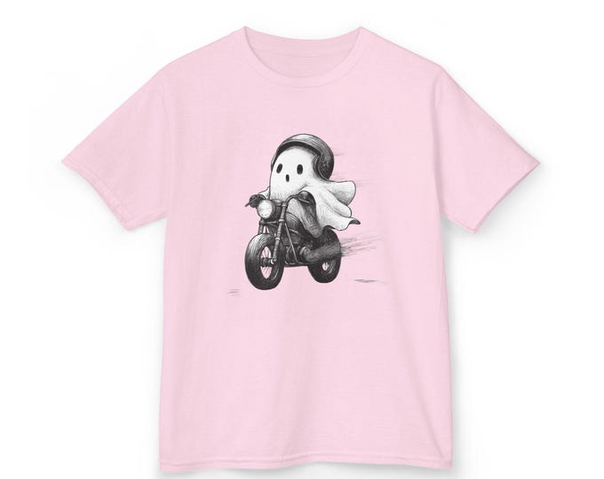 Ghost Rider Kids Tee, Fun Halloween Shirt, Ghost Costume Top, Motorcycle Graphic T-Shirt, Spooky Gift for Kids