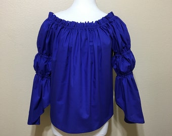 Cobalt Blue Renaissance Pirate Chemise. Available In Other Colors. Free Domestic Priority Mail Shipping.