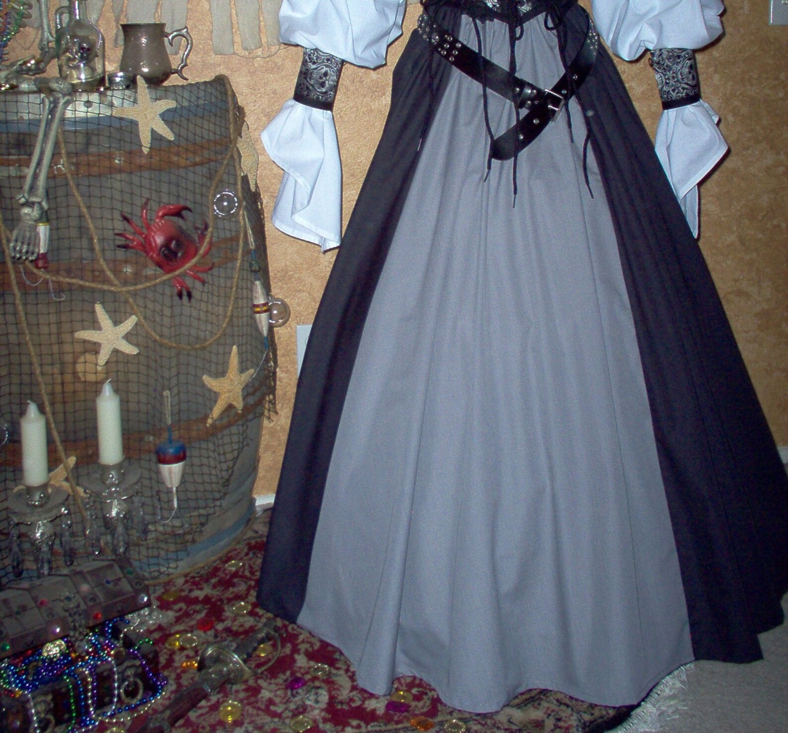 Black Pirate Skirt With Gray Front Panel 100 Cotton All Etsy