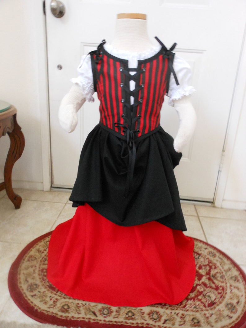 Free Domestic Priority Mail Shipping. Little Girls Pirate Renaissance Costume sizes 3-8 Different Fabrics Available