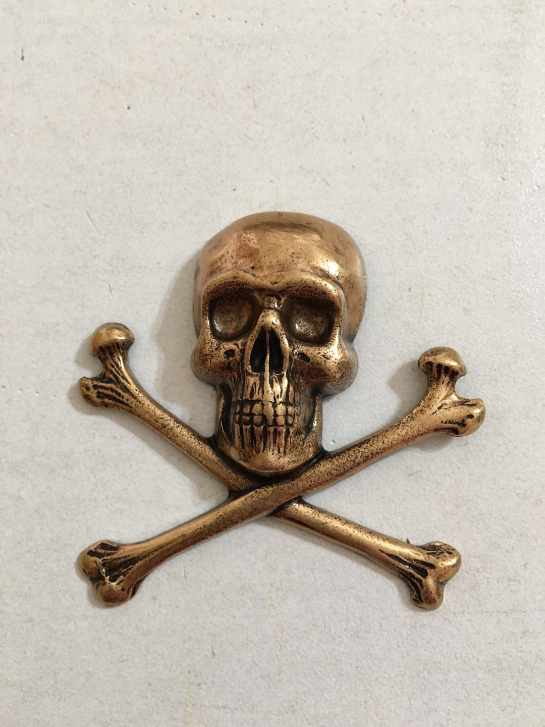 Extra Large Metal Skull Crossbones Stamping Antique Gold Etsy