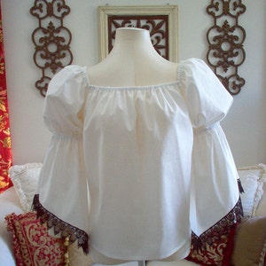 White Cotton Bell Sleeved Renaissance Chemise Shirt With Black - Etsy