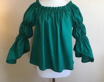 Green Renaissance Pirate Chemise. Available In Other Colors. Free Domestic Priority Mail Shipping.