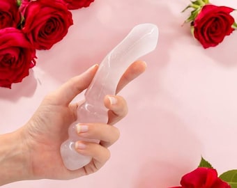 Rose Quartz Crystal Wand, Premium Rose Quartz Healing Gemstone Gift for Woman, Kama-Secret Natural Pink Gemstone Massage Wand