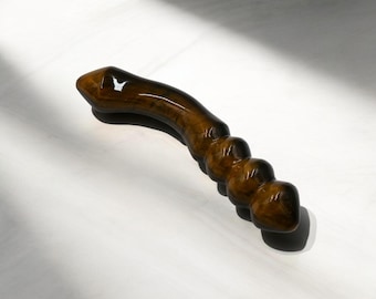 Tiger Eye Crystal Wand, Brown Healing Gemstone Gift for Woman, Kama-Secret Premium Natural Brown Massage Wand, Chakra Balancing Gemstone