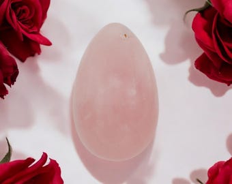 Premium Rose Quartz Yoni Egg, Pink Gemstone Egg Gift for Woman, Healing Crystal Egg for Her, Original Kama Secret Rose Quartz Egg