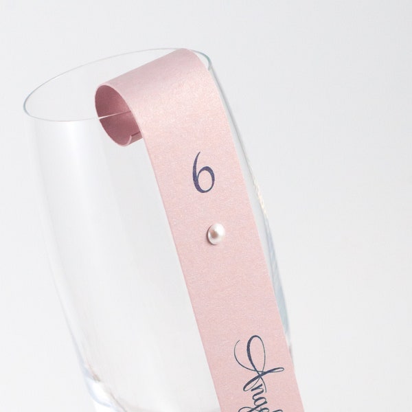 Champagne Place Card Scrolls with Pearls