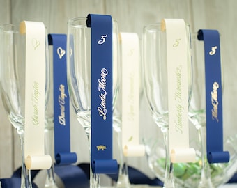 Double-Sided, Champagne Place Card Scrolls