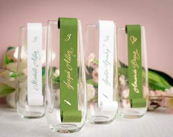 Stemless Champagne Place Card Scrolls