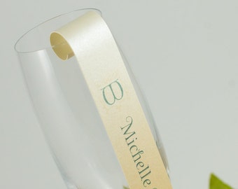 Ombré, Champagne Flute Seating Card Scroll