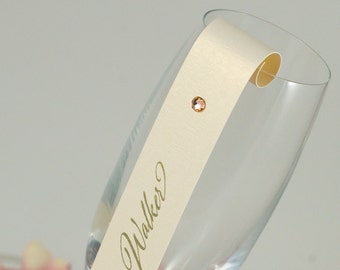 Champagne Place Card Scrolls with Crystals