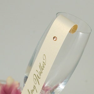 Champagne Place Card Scrolls with Crystals