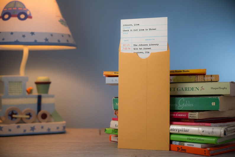Personalized, Library Check-out Card Birthday Party Invitations - Etsy