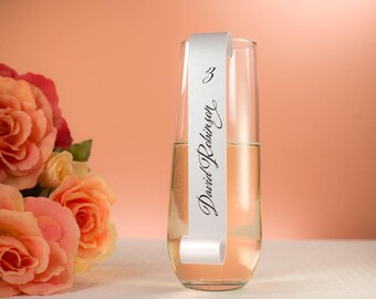 Stemless Champagne Flute Seating Card Scroll