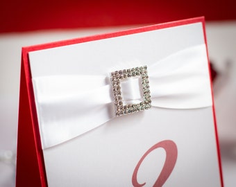 Personalized, Table Number Signs with Buckles