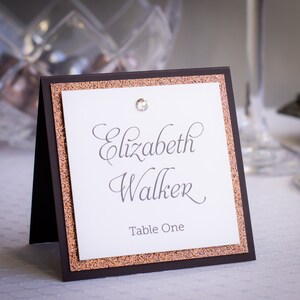 Square Place Cards with Crystals