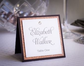 Square Place Cards with Crystals