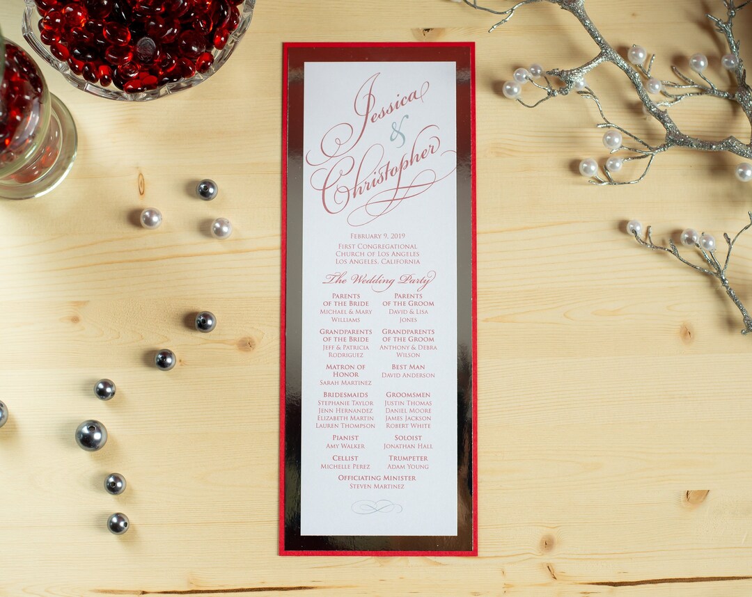 Program Card Ideas Elegant Wedding Program Cards, Customizable Keepsake - Etsy