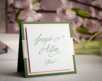 Square Place Cards with Ribbon