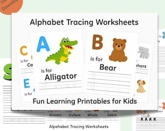 Alphabet Tracing Workbook | 26 Pages Printable ABC Worksheets | Preschool, Pre-K, Kindergarten & Homeschool Handwriting Practice