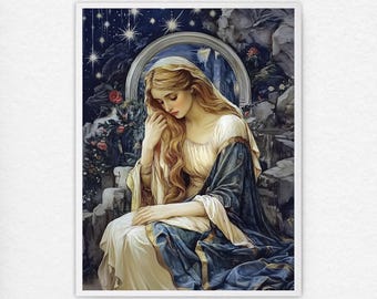 Saint Mary Magdalene Art, Penitent Magdalene Painting, Catholic Home Decor, Digital Print