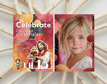 Jezus verjaardagstaartuitnodiging, Angel Child Party, zoetroze verjaardag (sjabloon afdrukbaar nummer 0023)