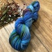 MERMAID SCALES, Hand dyed yarn, 75/25 superwash merino nylon fingering sock weight yarn, variegated, blue, green, gold, purple