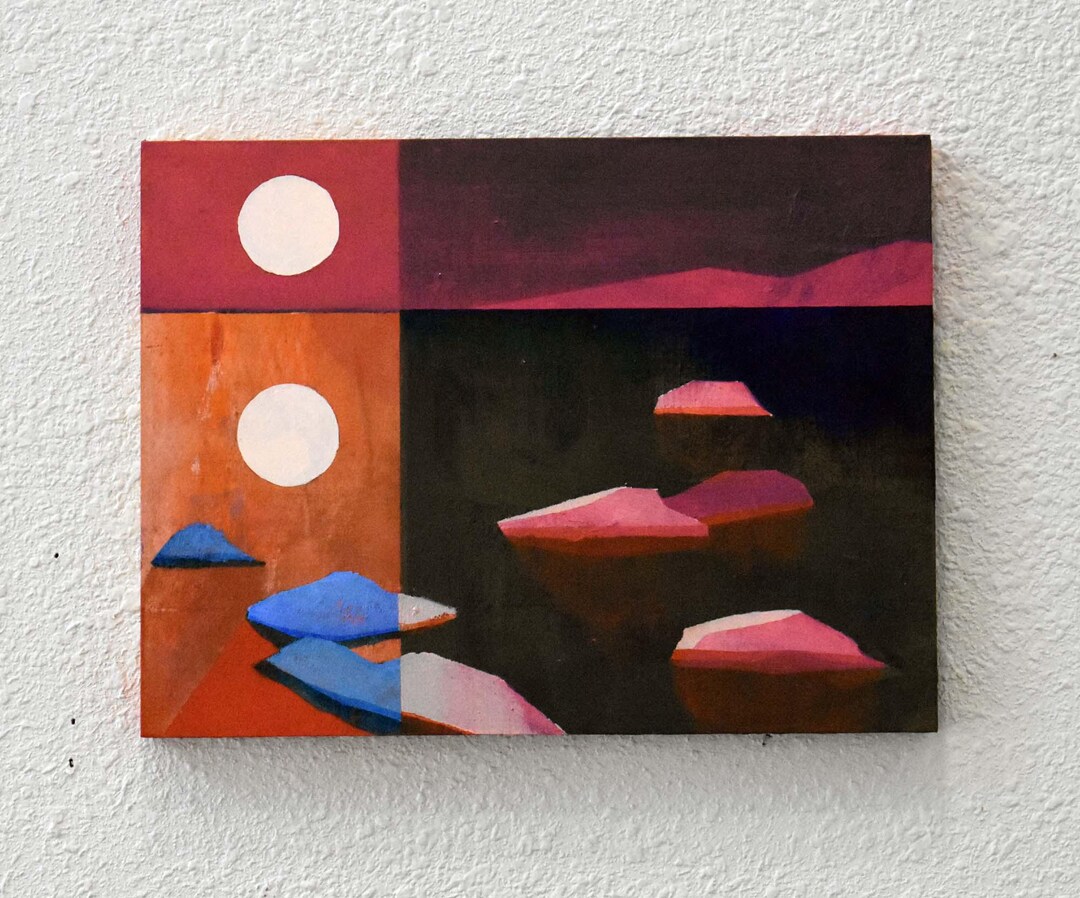 Ocean Moon Landscape Painting - Abstract Contemporary Original Art by ...