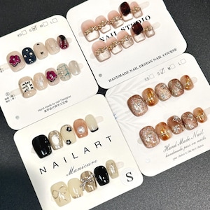 Cute Short Nails | Flower Hand Painted Coffin/Square/Oval/Round Fake Nails | Summer Nails | Colorful Handmade Press On Nails SIZE Small