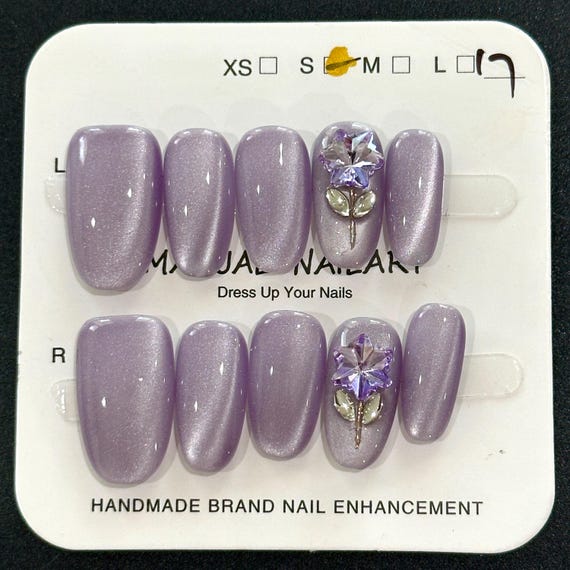 Purple Short Press on Nails: 3D Flower Ribbon Bow Design, Summer Nails - Size S - Etsy Purple Short Press on Nails: 3D Flower Ribbon Bow Design, Summer Nails - Size S - Etsy