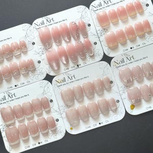 White French Tip Press On Nails: Wedding, Daily, Office, Handmade, Elegant Nails - S/M