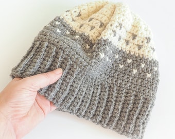 Padrão de chapéu de crochê | Chapéu de gorro de ilha justa de dois tons padrão de crochê | Padrão de gorro de crochê | Padrão de gorro de crochê | Padrão PDF