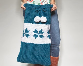 Snowflake Present Sack Crochet Pattern | Crochet Gift Bag Pattern | Crochet Bag Pattern | Present Sack Crochet PDF | PDF Pattern