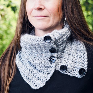Easy Cowl Crochet Pattern | Button Down Crochet Scarf | Neck Warmer Crochet Pattern | Crochet Cowl Pattern | PDF Pattern | Women&#39;s Scarf