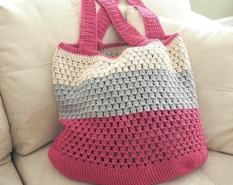 Easy Crochet Bag Pattern | Crochet Tote Pattern | Puff Stitch Market Bag Pattern | Market Tote Crochet | Everyday Bag Pattern | PDF Pattern