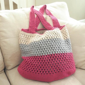 Easy Crochet Bag Pattern Crochet Tote Pattern Puff Stitch Market Bag Pattern Market Tote Crochet Everyday Bag Pattern PDF Pattern image 1