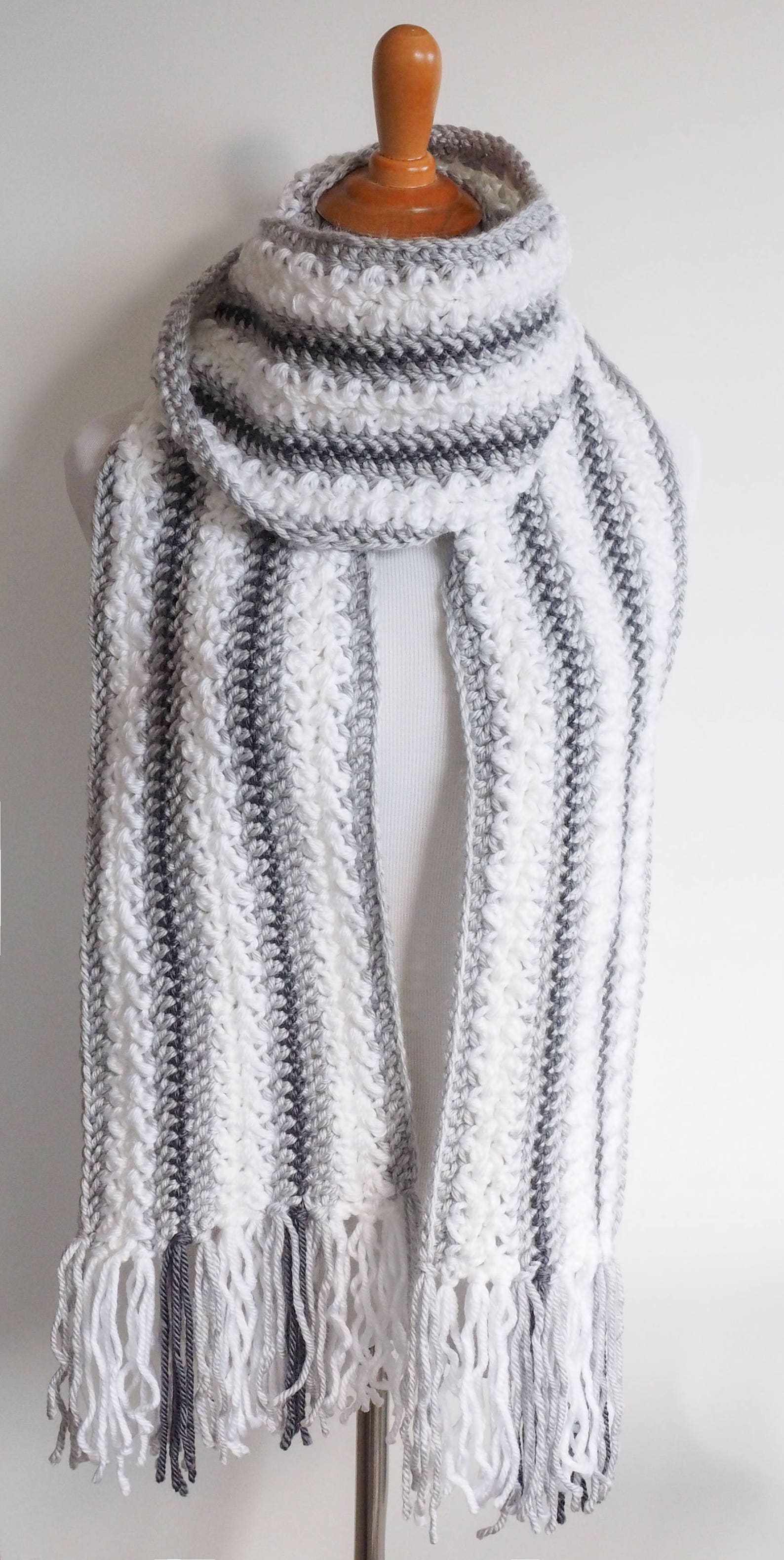 Chunky Yarn Scarf Crochet Pattern Striped Scarf Pattern Etsy