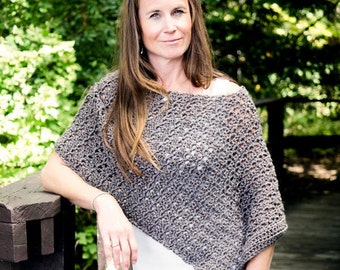 Easy Crochet Poncho Pattern | Asymmetrical Poncho Crochet Pattern | Boho Shawl Crochet Pattern |  Boho Crochet Poncho | PDF Pattern