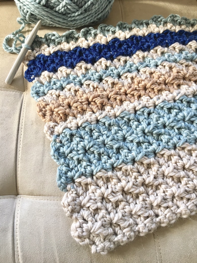 Chunky Blanket Crochet Pattern Video Tutorial Facebook Etsy