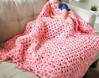 Easy Blanket Crochet Pattern | Chunky Afghan Crochet Pattern | Beginner Blanket Crochet Pattern | Adult Afghan Pattern | PDF Pattern